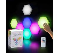Emberela HEXlights SnapTap 7-pk Tap Tap Sensory Lights - Touch & Remote Controlled Multicolored Magnetic Hexagon Lights - Interactive & Calming Sensory Room lamp for Kids’ Bedroom