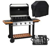 Embermann Modena 4 Burner Gas Barbecue with Free Heavy-Duty Cover & Deluxe BBQ Tool Set