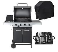 Embermann Prestige 4 Burner Gas Barbecue with Side Burner, Heavy-Duty Cover & Deluxe Bbq Tool Set