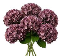 Embewhis 6pcs Artificial Hydrangea Flowers, 22.8" Tall Faux Hydrangea Stems with 7" Large Bloom Heads, for Home Decor, Wedding Centerpieces & Fall Arrangements (Purple)