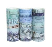 Embhlitfe 18 Rolls Washi Tape Winter Christmas Washi Tape Sets Multiple Sizes Scrapbook Stickers for Gift wrapping Diy Crafts Scrapbooking Supplies Arts Decoration