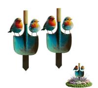 Embhlitfe 2 Pcs 2D Robin Garden Ornament Insert,20cm Robin Ornaments for Garden Decorative Acrylic Robins Ornaments,Cute Bird Insert for Outdoor Gardens Yard Lawn