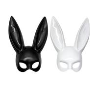 Embhlitfe 2 Pcs Bunny Mask - Black & White Rabbit Ear Half Mask for Women & Adults - Masquerade Accessory