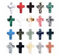 Embhlitfe 20PCS Natural Gemstone Cross Charms, 2.5x1.8cm Assorted Stone Cross Pendants, Bulk Cross Crystal Beads for Jewelry Making, DIY Necklace Bracelet, Crafts & Healing Decorations & Art Projects