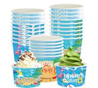 Embhlitfe 24 Pcs Paper Ice Cream Cups,240 ML Hawaiian Party Paper Ice Cream Bowls Summer Dessert Bowls,Party Supplies Treat Cups for Sundae Hot and Cold Food Soup Frozen Yogurt Fruits (Blue)