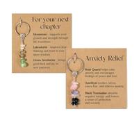 Embhlitfe 2Pcs Atural Crystal Keychain Gift for Women Men, Inspirational Good Luck Charm for New Job Retirement Graduation or Farewell, Perfect Moving Away or New Beginnings Crystal Gifts