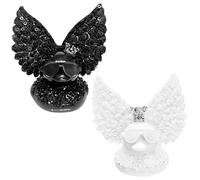 Embhlitfe 2PCS Diamond Rubber Duck Car Ornaments, Funny Car Accessories Black & White Rubber Ducky for Car Dashboard Accessories Office Toys Gifts About 6 Centimeters (Black and White)