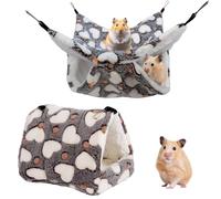 Embhlitfe 2PCS Double-Layer Pet Cage Hammock, Warm Hanging Bed Cage Hamster Nest Hanging Bed Cages Hideout Accessories for Small Pet Guinea Pigs, Ferrets, Rats, Mice Shelter Tent