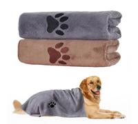Embhlitfe 2PCS Large Dog Towel, Super Absorbent Microfibre Pet Drying Towel for Dogs After Bath, Swimming & Rain, Quick-Dry Puppy Blanket for Fast Drying, Soft & Reusable for Cats, Machine Washable
