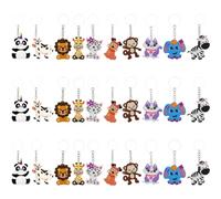 Embhlitfe 30 Pcs Jungle Animals Keyring for Adults,Animals Keychain Pendant Mini Keyrings Animal Pendant for Adult Birthday Gifts (B)