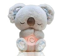 Embhlitfe 32cm Hugglys Anxiety Bear Plush Toy - Soft Breathing Koala with Calming Music Lights, Premium PP Cotton for Kids & Adults, Stress Relief Stuffed Animal for Sleep & Anxiety (Grey)