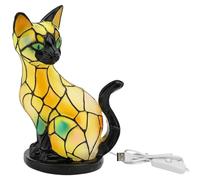 Embhlitfe 3D Cat Lamp, LED Night Light for Cat Lovers, Portable USB Table Lamp Stylish Mini Resin Lamp, Decorative Stained Cat Night Light for Desk Bedroom Home Decor Unique Gift