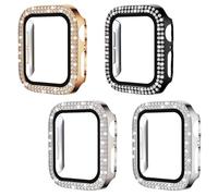 Embhlitfe 4 Pack Apple Watch Protective Case Women Bling Screen Protector with Diamond HD Anti-Scratch apple watch Screen Protector for iWatch 7 8 9 4 5 6 SE for Women Girls (40mm（4/5/6/SE）)