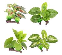 Embhlitfe 4 Pcs Aquarium Plants Artificial,Realistic Plastic Fish Tank Plants Underwater Aquarium Plants Vivarium Decoration,Reptile Plants for Fish Hideout Fish Tank Accessories