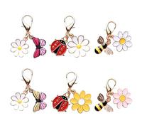 Embhlitfe 6 Pcs Cute Bee & Sunflower Keychain, Bee Keychains for Women, Cute Bees Charms Keychain Purse Bag Accessories for Wallet Purse, Thoughtful Thank You Gift or Teacher Gifts for Women or Men
