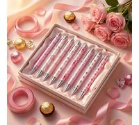 Embhlitfe 8 Pack Pink Pens,Cute Retractable 1.0mm Fine Tip Pink Pens Black Ink with Bows,Back to School,Cute Stationary for Student Note Taking,Writing,Office Supplies Valentine's Day gift (Black)