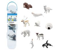Embhlitfe Animal Toys,10-Piece Arctic Animals Toy Set,Realistic Artic Animals Figurines with Igloo for Kids Educational Play and Small World Diorama