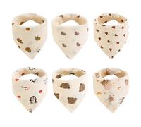 Embhlitfe Baby Bibs, 6-Pack Muslin Drool Bibs for Babies, Cotton Adjustable Snap Bandana Bibs,Ultra Soft & Absorbent for Newborns & Toddlers (Adjustable)