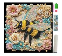 Embhlitfe Bee Diamond Art Kits Adults, DIY 5D Diamond Painting Kit for Adults, Full Round Drill Gem Art Dots Beginners, Perfect for Home Wall Decor, Garden Decoration (Bee)