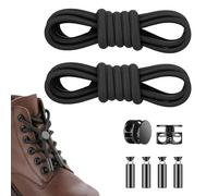 Embhlitfe Boot Laces, Elastic No-Tie Shoelaces, 4mm Thick, Instant On/Off Pressing Design Is Suitable for Work Boots, Martin Boots, Skate Shoes, Trainer Shoes (Black)