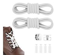 Embhlitfe Boot Laces, Elastic No-Tie Shoelaces, 4mm Thick, Instant On/Off Pressing Design Is Suitable for Work Boots, Martin Boots, Skate Shoes, Trainer Shoes (White)