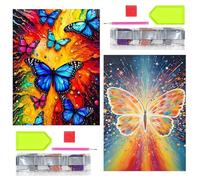 Embhlitfe Butterfly Diamond Painting Kits for Adults - 2 Pack 30x40cm Frameless 5D Art with Eco Canvas & Vibrant Acrylic Gems, Beginner-Friendly DIY Home Wall Decor (Colorful B)