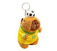 Embhlitfe Capybara Plush Keychain, Cute Soccer Keychain Sports Capybara Stuffed Animal Keyring with Soccer Ball & 10 Jersey, Soft Plush Toy Bag Charm for Kids, Fans, Birthday Party Favors, Gifts