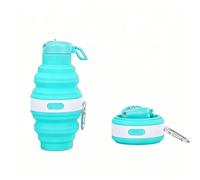 Embhlitfe Collapsible Water Bottle,Silicone Folding Water Bottles Foldable Water Bottle with Carabiner,Silicone Water Bottle for Women Men Sports Travel Hiking Camping Outdoor Activities (Blue)