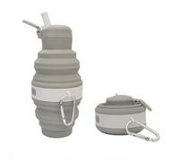 Embhlitfe Collapsible Water Bottle,Silicone Folding Water Bottles Foldable Water Bottle with Carabiner,Silicone Water Bottle for Women Men Sports Travel Hiking Camping Outdoor Activities (Grey)