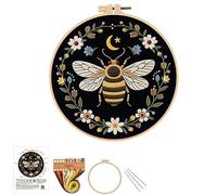 Embhlitfe Embroidery Kit, DIY Punch Needle Kit for Beginners, Complete Embroidery Starter Kits with Golden Bee Design, Punch Needle Kits for Adults Home Decoration Crafting and Relaxation