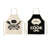 Embhlitfe Kitchen Cooking Apron, 2PCS Black and White Funny Aprons with Minimalist Graphics, Adjustable Oil-Proof Protective Bib Aprons for Women & Men, Baking, BBQ