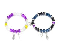 Embhlitfe Kp0p DemOn Hunters Merch Bracelets, Stretchable Friendship Beaded Bracelets with Letter Charms, Couple BFF Jewelry Accessories Gifts for Fans