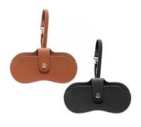 Embhlitfe Leather Glasses Case, 2 Pack Slim Glasses Case Soft Ultra Thin Portable Eyeglasses Pouch for Sunglasses, Reading Glasses Storage (Black & Brown)