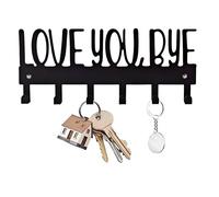 Embhlitfe Love You Bye Sign Key Holder Hook, Metal Wall Mounted Key Hooks and Rack with 2 Nails Easy Installation Keys Hanger for Wall Entryway Decor, Hallway, Bedroom, Home Organization Gift