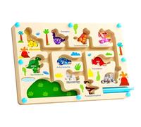 Embhlitfe Montessori Toys for 2 Year Old Boy - Wooden Magnetic Counting Maze with Colour Matching, Fine Motor Skills Learning Gift (Ages 2-5) (Dinosaur)