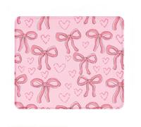 Embhlitfe Mouse Pad for Girls, Cute Pink Bow Mouse Mat with Bow-knot Design, 32x28.5cm Square Computer Mousepad for Office & Home, Non-Slip Rubber Base & Soft Surface