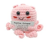 Embhlitfe Positive Dinosaur Emotional Support Gift Positive Crochet Animals Mindfulness Gifts for Women Men Cute Stuff Good Luck Gifts Small Easter Fillers, Birthday Gift (pink)
