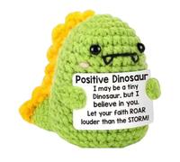 Embhlitfe Positive Dinosaur Emotional Support Gift Positive Crochet Animals Mindfulness Gifts for Women Men Cute Stuff Good Luck Gifts Small Easter Fillers, Birthday Gift (green)