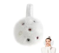 Embhlitfe Thermal Ear Covers Women Adjustable Winter Ear Muffs - Plush Fluffy Foldable Ear Warmers for Girls Sensitive Skin Christmas Windproof Gift (White)