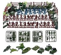Embhlitfe Toy Soldiers, 136PCS Military Army Men Toy Set, Plastic Soldier Figures Playset for Kids Boys Girls, Battle Scene War Game Toys, Includes Tanks, Jeeps, Artillery, And Weapons
