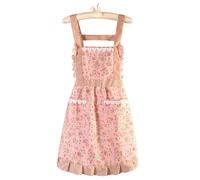 Embhlitfe Vintage Apron for Women, Waterproof Cooking Apron Pink Canvas Pinafore Aprons for Women with Pockets, Vintage Aprons for Womens for Baking BBQ Gardening Kitchen