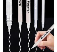Embhlitfe White Gel Pens, 4PCS White Pen Set, Acrylic Gel Pens with Highlight Ink for Drawing, Sketching, Journaling on Black Paper, Smooth Writing Whites Ink Pens for Artists & Beginners