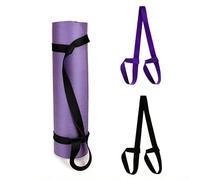 Embhlitfe Yoga Mat Straps, 2 Pack Adjustable Shoulder Strap Fits All Mats Sizes Hands-Free for Exercise Mat, Gym & Travel- Black & Purple (Yoga Matt Not Included)