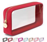 Embla Clear Makeup Bag for Women with Zipper Pouch, Clear Cosmetic Bag Organizer for Traveling, TSA Approved Travel Toiletry Bag, Travel Accessories Essentials, Large Makeup Bag for Purse - Black,