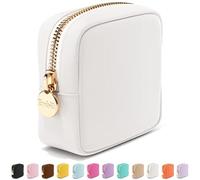 Embla Travel Makeup Bag, Toiletry Bag, Cute Makeup Organizer, Nylon Zipper Pouch Purse Storage Bag Cosmetics Organizer, Cute Women Makeup Bag Tote Bag, White, Mini, Cosmetic Pouches