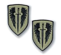 Emblem Appliques Hook Loop Patch, Pack of 2, Angel with Sword Print Wings Military Emblem Patch Application for Bags Uniform Biker Badge Backpacks Baseball Cap Jackets Vest Hat Shirts