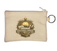 Emblem for Thought and Knowledge Key Chain Coin Purse Beige