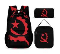 Emblem of Angola Backpack Set 3 Lunch Bag Pencil Case