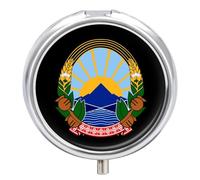 Emblem of Angola Round Pill Box Organiser 3 Compartment Medicine Case
