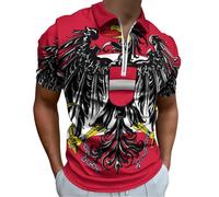 Emblem of Austria Austrian Flag Polo Shirt Lapel Zipped Men Casual Short Sleeve Tee Golf Tennis Outdoor T-Shirt Tops